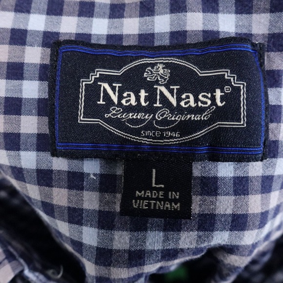 NAT NAST GINGHAM CHECK LONG SLEEVE BUTTON DOWN SHIRT MENS L - Picture 8 of 8